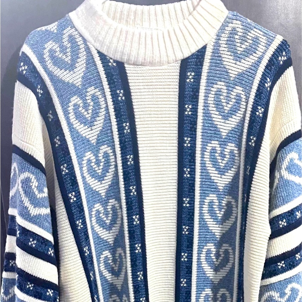 Adele sweater dress vintage size large Vintage Blue And Off White